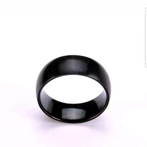 Mens 8mm black titanium wedding band